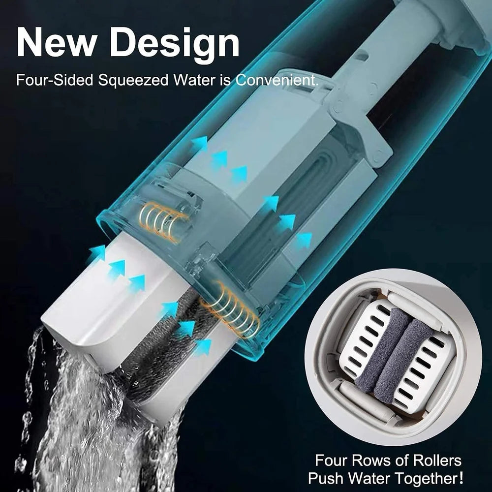 Mini Squeeze Mop – 2 Sponge Heads | Hands-Free Cleaning for Kitchen, Floor & Car