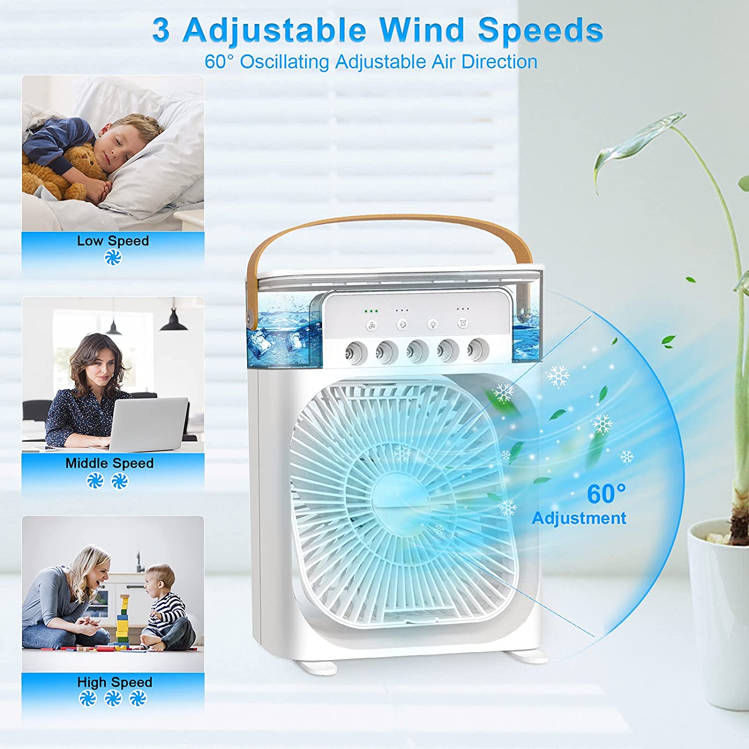 Portable Air Cooler Fan – 3-in-1 Mini AC, Humidifier & Mist Fan