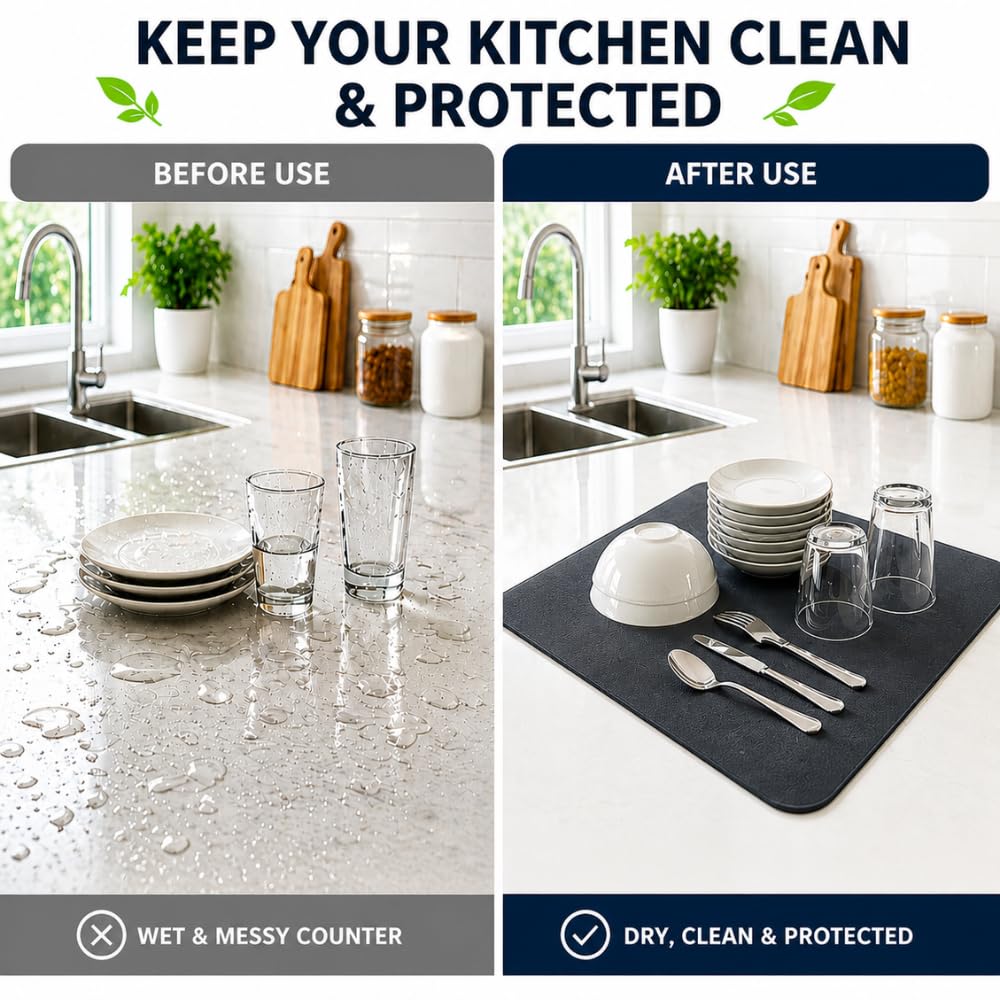 Quick Drying mat for Kitchen, Water Absorbent Mat 🔥 BUY 1 GET 1 FREE