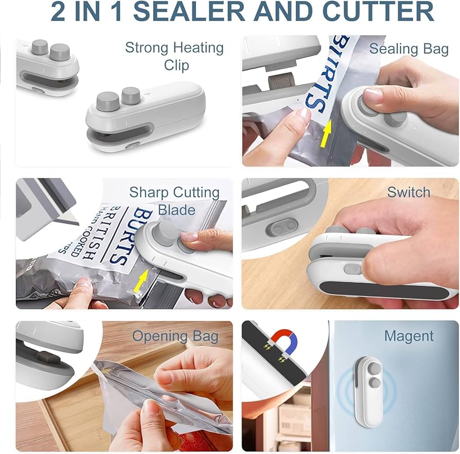 2-in-1 USB Rechargeable Bag Sealer & Cutter – Mini Heat Sealing Machine