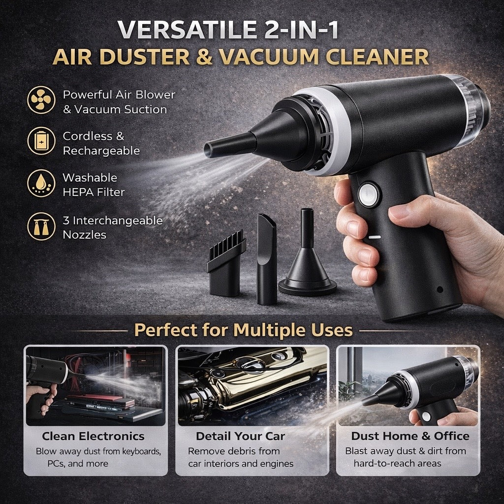 2-in-1 Wireless Car Vacuum & Air Duster
