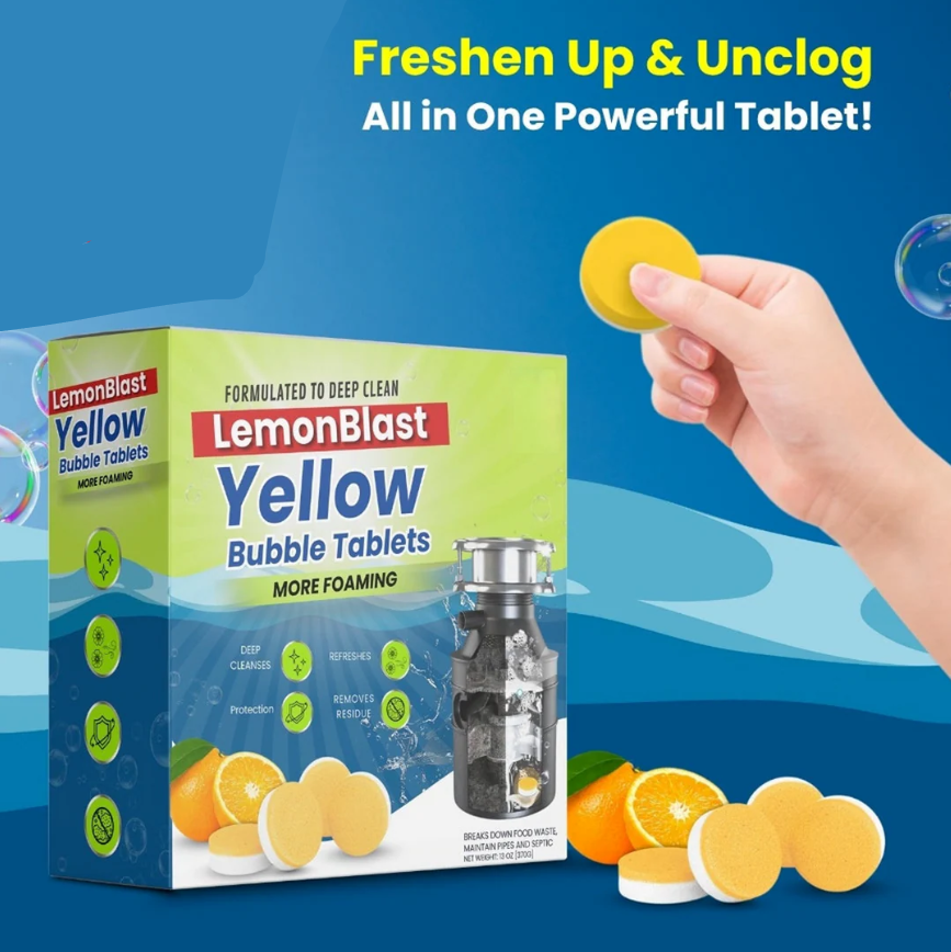 Lemon Blast Foaming Drain Cleaning Tablets for Sink, Pipes & Disposal (48 Tablet)