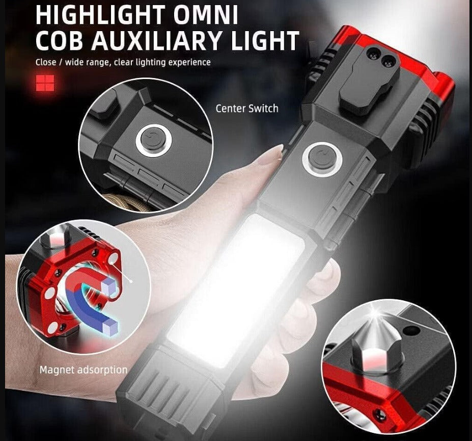 Military Survival LED Flashlight – Emergency Tactical Torch with Power Bank