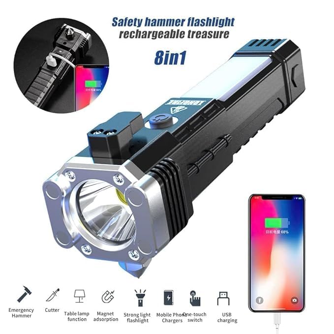 Military Survival LED Flashlight – Emergency Tactical Torch with Power Bank