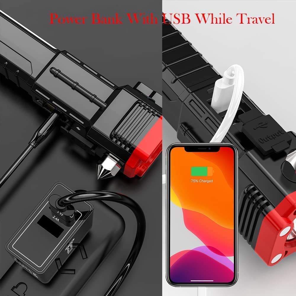 Military Survival LED Flashlight – Emergency Tactical Torch with Power Bank