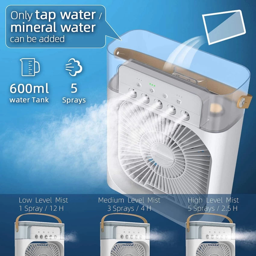 Portable Air Cooler Fan – 3-in-1 Mini AC, Humidifier & Mist Fan